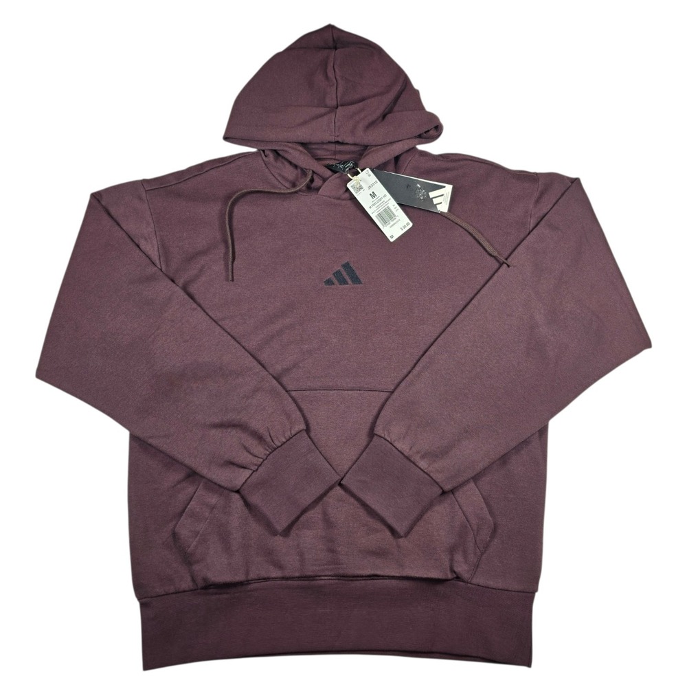 Adidas Feel Cozy Essentials Shadow Brown Fleece Pullover Hoodie- Men's Sz M NWT
